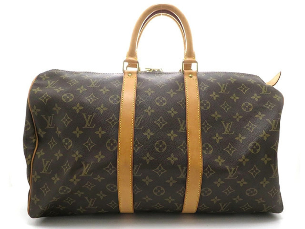 Louis Vuitton Monogram Keepall Boston Bag Brown